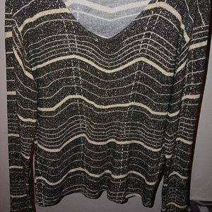 Green & Tan sparkly long sleeve top